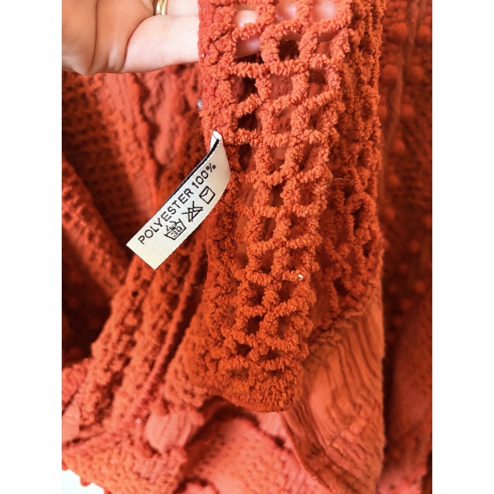 Riah Fashions Boho l Print Scarf Wrap Cover Up Orange Womens OS Crochet - Picture 6 of 7